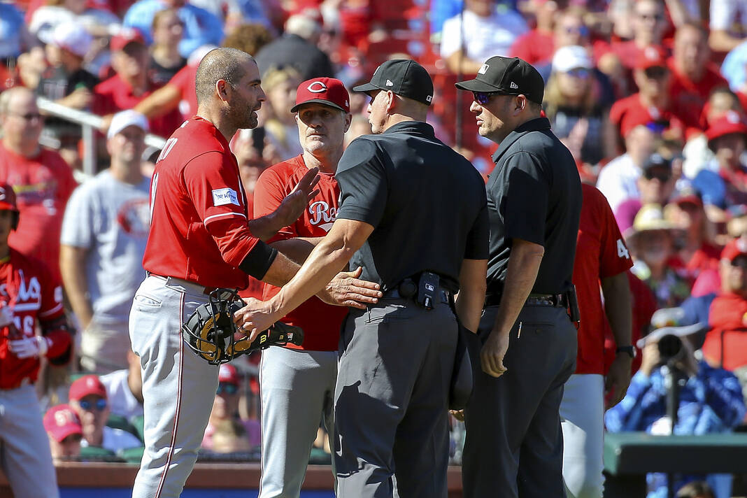 Wainwright strikes out, Votto ejected in season finale 